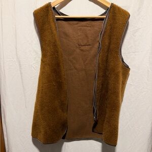 VINTAGE Styled by Cooper Taupe Brown Faux-Shearling Liner Zip Vest